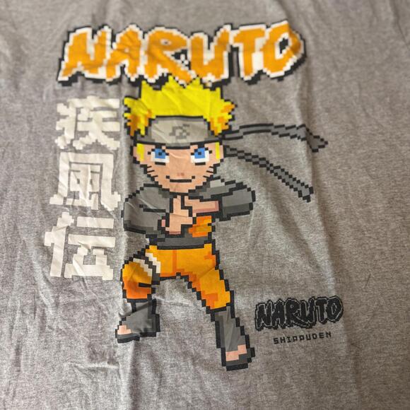 Naruto Shippuden Pixel Graphic T-Shirt Gray Large - Picture 2 of 6
